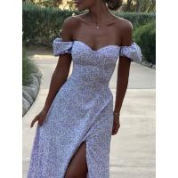 Vestido Largo Floral De Hombro De Una Palabra 2025 Verano Nuevo Vestido Largo De Temperamento Delgado Dividido - details 8
