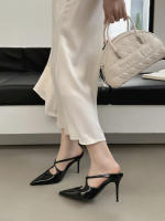Bolsa de tacón fino de charol puntiagudo cabeza media zapatillas mujer desgaste nueva plata tacón alto medio Toller zapatos individuales - details 25