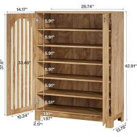 6 niveles con puertas de láminas, 24 pares de zapateros de granja con estantes ajustables, estante organizador de madera para entrada, pasillo, salón (marrón) - details 1