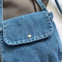 Bolso de lona vaquero informal Y2K, bolso Vintage de gran capacidad estilo callejero, bolso de compras, bolso cruzado sólido de Color sólido para mujeres y hombres - details 12