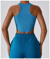 Top Deportivo de Yoga para Mujer Gimnasio Crop Tops Sin Costuras Uso en la Calle Cuello Redondo Manga Corta Secado Rápido Ideal para Primavera/Verano - details 3