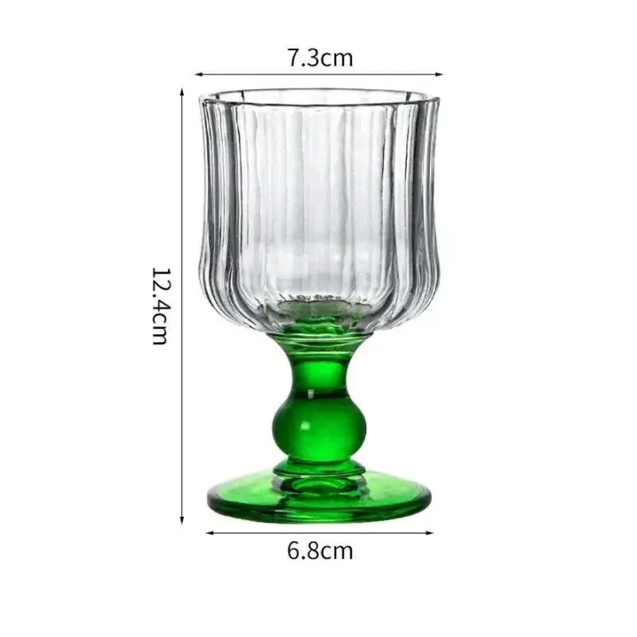 Taza de vino tinto con ondas de vino tinto, vaso de fruta con cola verde y café de pierna baja Vintage Irregular para el hogar - 1