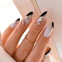 24 piezas de uñas francesas para mujer, parches de uñas postizas, estilo veraniego, diseño morado, juego completo, usable - details 0