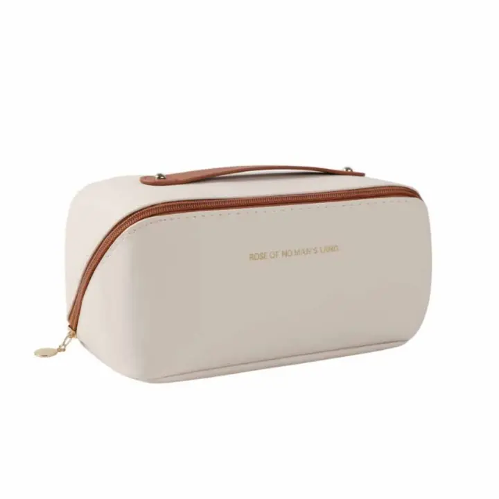 Bolsa cuadrada de cuero PU para cosméticos, almohada con cremallera desmontable, bolsa de maquillaje, organizador de artículos de tocador, bolsa de viaje de estilo coreano - 1