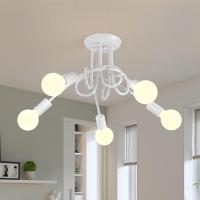 Goeco Lámpara de Araña 60W Vintage para Dormitorio Salón Luz de Techo Montada en el Techo Bombillas Incandescentes de Hierro 5 Bases E27 - details 10