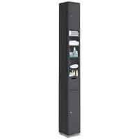 VOUNOT. ®   Mueble Baño Armario de Suelo Auxiliar, Cajonera con 4 Cajones Armario con Puerta y Estante Ajustable, Organizador Estante de Almacenamiento para Cocina Salón, 55x30x82cm Gris - details 8