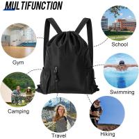 Mochilas de cuerdas, Mochila deportiva ligera de nailon impermeable, bolsa de gimnasio con cordón para hombres y mujeres, Bolsa de - details 4