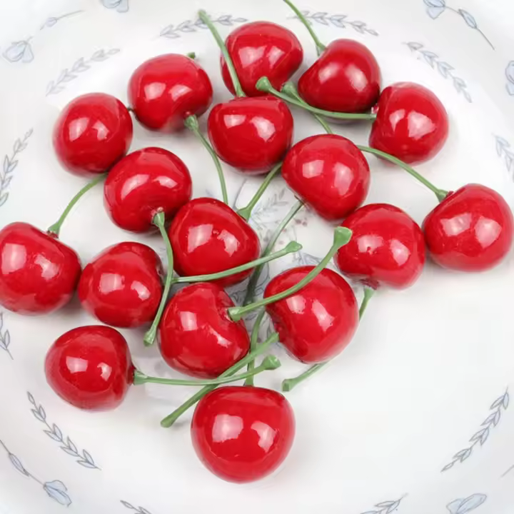 Accesorios de fotografía, artesanías de comida, Mini adorno de fruta, modelo de fruta, cerezas artificiales de imitación, cerezas rojas - 1