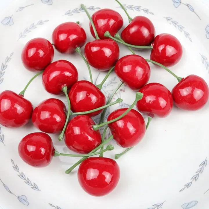 Accesorios de fotografía, artesanías de comida, Mini adorno de fruta, modelo de fruta, cerezas artificiales de imitación, cerezas rojas - 1
