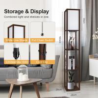 Lámpara de Pie con Carga y Control Remoto Estante de Madera LED Regulable de 4 Temperaturas de Color Incluye Bombilla Para Sala de Estar, Dormitorio, Oficina Decoración Vintage - details 26