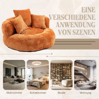 Sofá perezoso, tumbona cómoda y duradera, sillón tipo puf con respaldo alto y tres cojines para adultos y niños, interior y exterior, sillón individual para juegos para dormitorio, oficina (chenilla naranja) - details 0