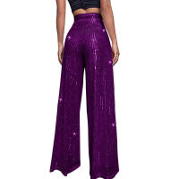 Moda femenina New -End Color sólido Pierna ancha con lentejuelas drapeadas Pantalones casuales para mujer - details 33