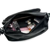 Bolso de mano negro multicapa de gran capacidad para mujer, práctico bolso cruzado de un solo hombro de gran capacidad - details 8