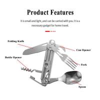Herramienta Plegable de Acero Inoxidable Portátil Cuchillo de Bolsillo Desmontable para Supervivencia al Aire Libre Cuchara de Punto de Hebilla - details 2