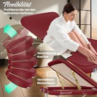 Camilla de Masaje Móvil Plegable y Ajustable en Altura - 3 Zonas, Camilla Estética Amplia de Terapia - Aluminio + 10x Reposacabezas (Bordeaux) - details 7