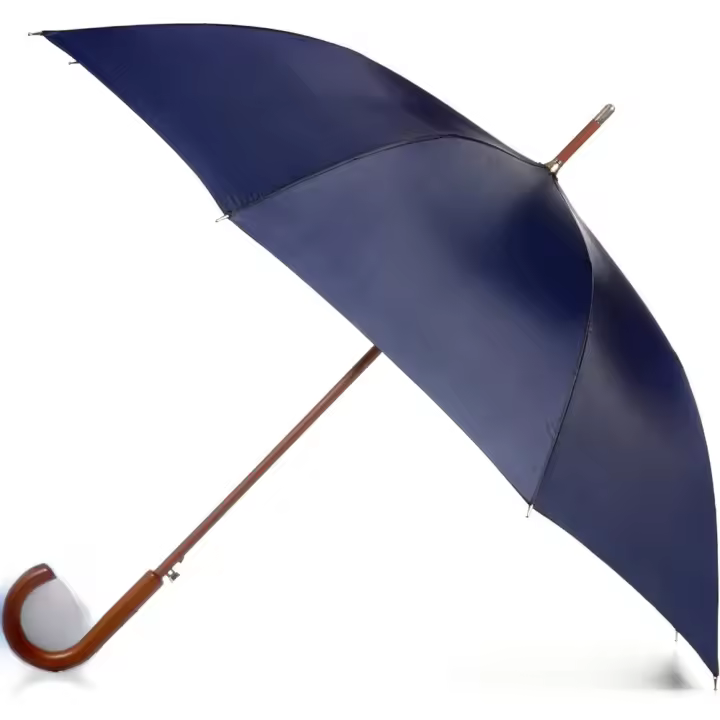 Paraguas de madera clásicos con mango en J, fácil agarre, resistente al viento, impermeable, ble - 1