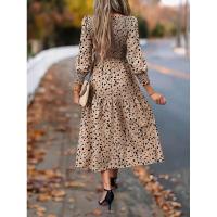 Primavera otoño nuevos vestidos de cuello redondo para mujer vestido de manga larga estampado A-line liquidación - details 5