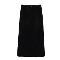 BUNO-falda de terciopelo para Mujer moda Otoño Invierno nueva cremallera trasera recta Chic Mujer cintura alta elegante A-line Midi faldas Mujer - details 2