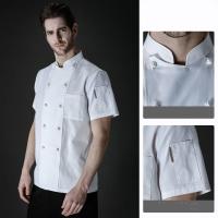 Chaqueta de chef de doble botonadura para hombre, ropa de trabajo para hotel, restaurante, panadería, uniforme de cocinero profesional, camisa blanca, verano - details 4