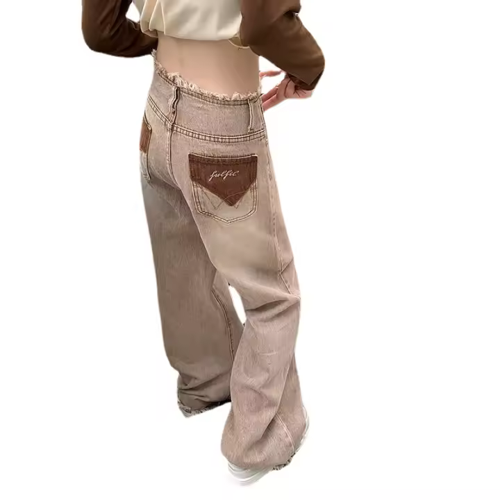 2024 nuevo estilo de verano retro pantalones vaqueros de cintura alta pantalones de pierna ancha - 1