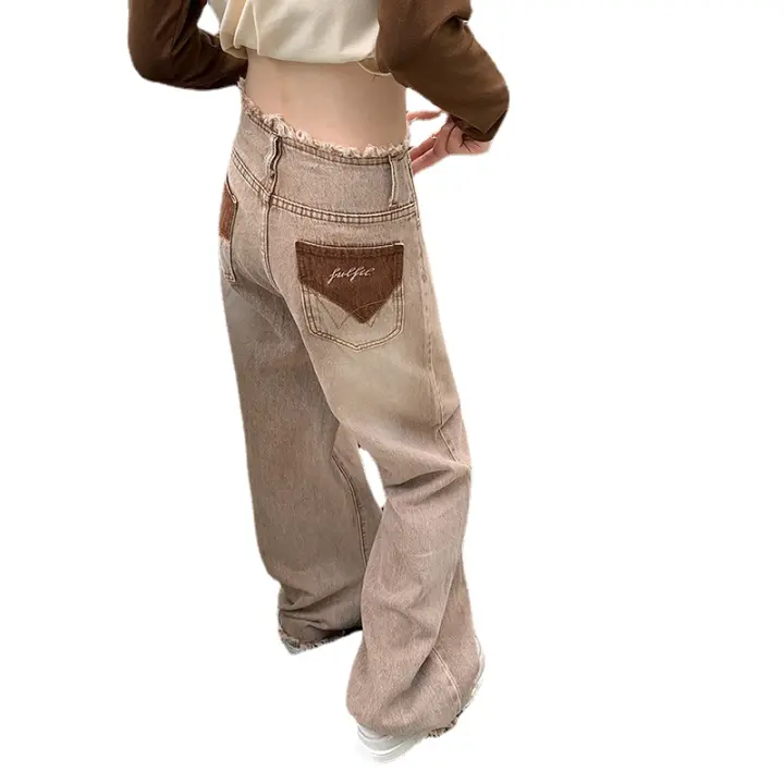 2024 nuevo estilo de verano retro pantalones vaqueros de cintura alta pantalones de pierna ancha - 1