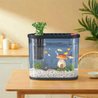 Pecera de sobremesa irrompible, ahorradora de espacio, de plástico transparente con compartimento para filtro, pecera transparente de mesa. - details 2