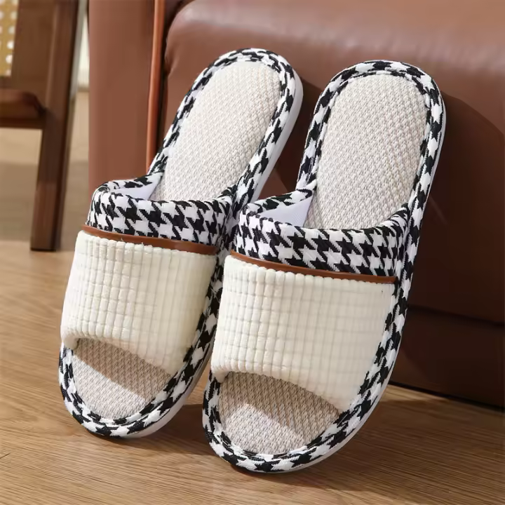 Pareja Home Pantuflas frescas de tela de algodón y lino. - 1