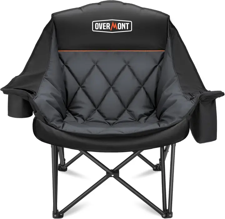 Silla de Camping Plegable Grande Resistente 204kg con Bolsa Térmica y Portavasos - 1