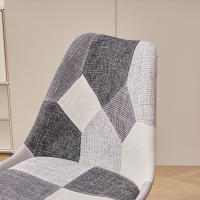 EGOONM-Sillas de comedor de estilo nórdico, Asientos tapizados de retazos con madera maciza, diseño elegante, color gris, 4 unidades - details 1