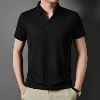 Novedad de verano, polo con cuello de tijera para hombre, camiseta informal transpirable de seda helada de alta gama, tendencia de manga corta - details 5