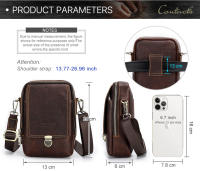 Bolso de Bandolera Casual para Hombres CONTACT'S de Cuero Genuino con Bolsillo para Teléfono Bolso de Cintura para Viajes Material de Lining Poliéster Tamaño Pequeño Estilo de Moda con Rayas - details 3