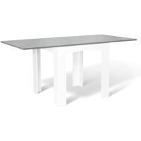 Mesa de comedor extensible rectangular para 6-8 personas, bandeja efecto hormigón, 80-160 cm - details 0