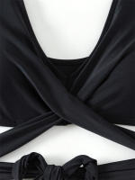 Bikini de cintura alta para mujer, traje de baño con volantes y cordones, conjunto de Bikini Sexy con Tanga, ropa de playa de verano - details 5