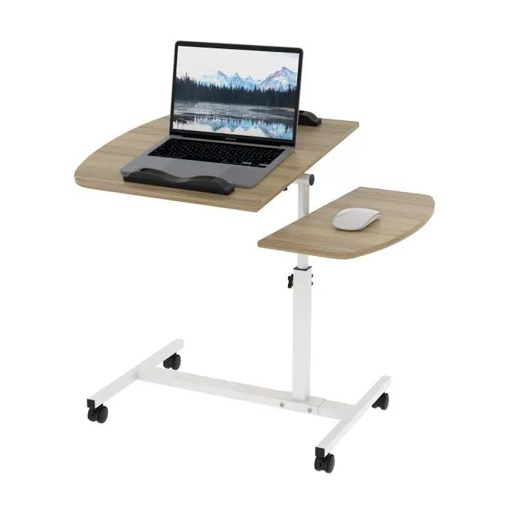 Rcynview Mesa de oficina móvil Ajustable en altura, antideslizante, 4 ruedas, para sofá cama, madera - 1