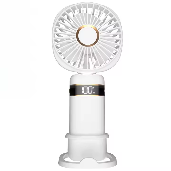 Ventilador Portátil de Mano Ultra Silencioso 5 Velocidades USB C Mini Ventilador de Mesa con Pantalla LCD, Plegable con Cordón como Ventilador de Cuello - 1