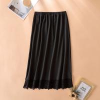 Enagua larga de encaje con flores de malla para mujer, vestido medio antideslizante antideslumbrante, vestido de enagua interior de Color puro - details 8