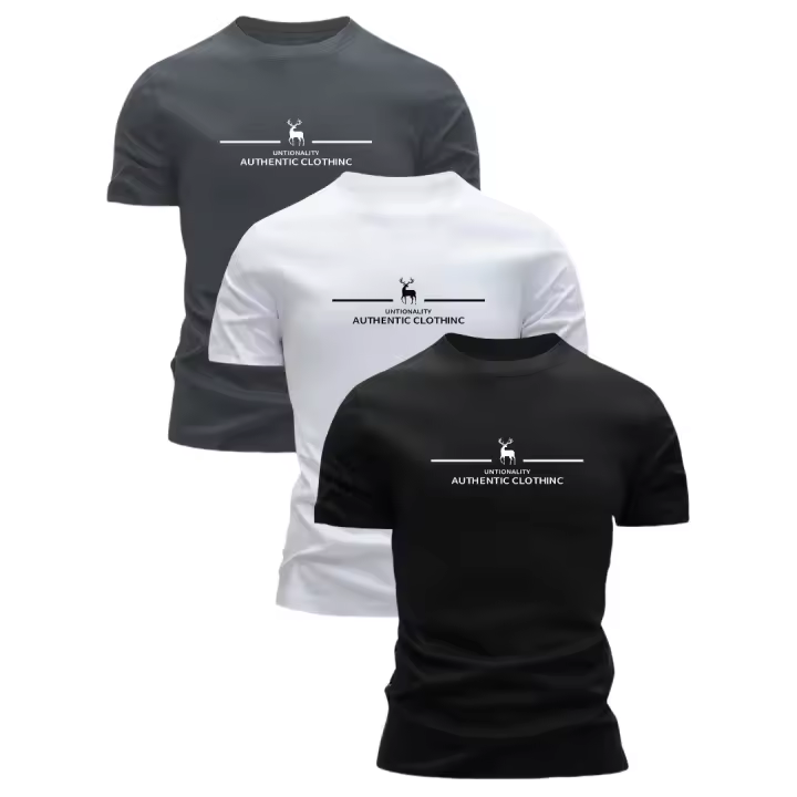 Conjunto de 3 camisetas 100% algodón para hombre, mangas cortas esenciales para salidas informales de verano, ropa de estar por casa de manga corta para hombre. - 1