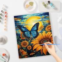 RUOPOTY-pintura por número con Marco, girasoles, mariposa, arte de pared, Imagen en números, manualidades Diy, obra de arte en lienzo - details 3
