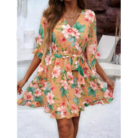 Vestido fluido sin tirantes con estampado floral bohemio para mujer, verano 2025 - details 24
