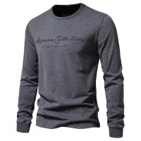 Camiseta de manga larga de algodón para hombre, camisetas informales con estampado de letras de Color sólido para hombre, camisetas nuevas de primavera, ropa para hombre - details 2
