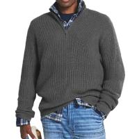 Suéter de cuello alto con cremallera para hombre, suéter suelto informal de negocios, otoño e invierno, nuevo - details 1