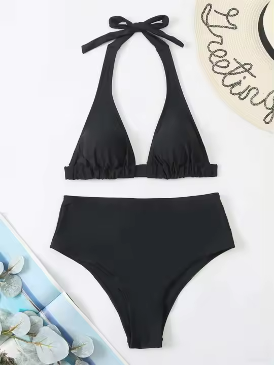 Traje de baño de dos piezas reforzado de cintura alta para mujer, conjunto, bikini sexy - 1