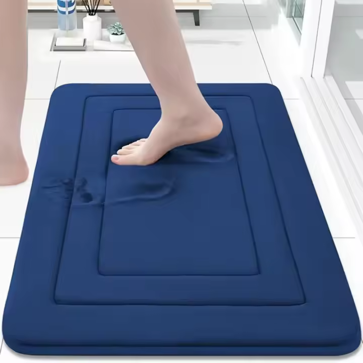 Alfombrilla absorbente para pies acolchada de color sólido para diferentes habitaciones, esponja espesa de franela, cuarto de ducha, alfombrilla antideslizante, alfombrilla de entrada - 1