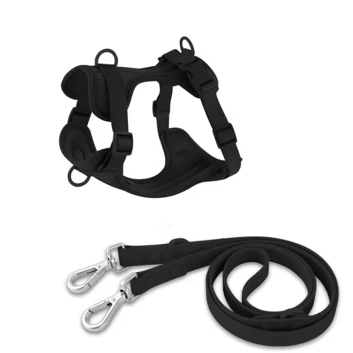 Correa Doble de PVC, commode juego de arnés para Perros transpirable, Collares, arneses y Correas estables para el pecho - 1