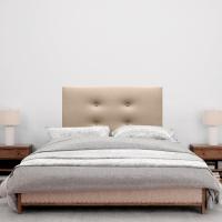Cabecero de Polipiel o Tela Pro con 2 hileras de Botones y Patas Cabezal tapizado Cama Lujo (150x105cm con Patas (Camas 150/160), Tela Beige) - details 16