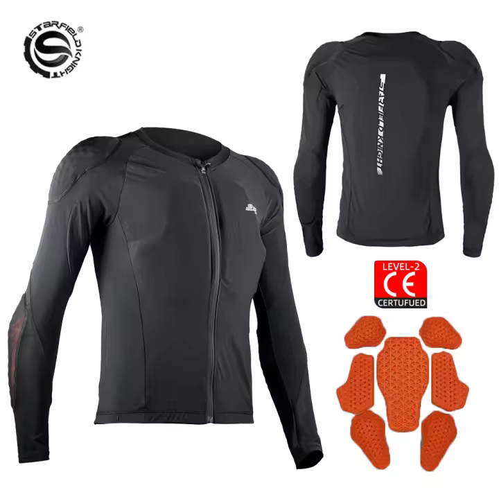 Chaquetas de moto de verano negras retro Armadura de cuerpo completo Chaqueta de protección CE2 para carreras de motos Ropa de motocross suave y ligera Chaqueta de moto transpirable - 1