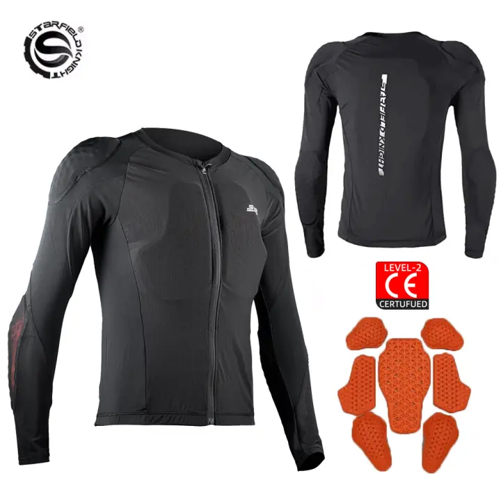 Chaquetas de moto de verano negras retro Armadura de cuerpo completo Chaqueta de protección CE2 para carreras de motos Ropa de motocross suave y ligera Chaqueta de moto transpirable - 1