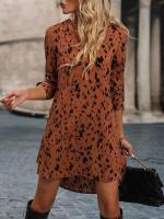 Vestido largo informal elegante con cuello en V con estampado de leopardo, moda primavera otoño para mujer - details 3