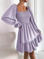Elegante Vestido de Manga Larga para Mujer Color Sólido, con Volantes, Alta Calidad y Lujo Diseñador - details 16