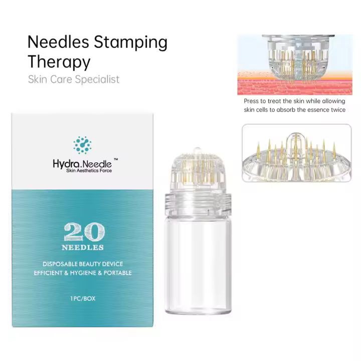 Reutilizable Hydra 20 Pin Derma Stamp titanio microaguja Hydra aguja cuidado de la piel botella para blanqueamiento rodillo para rejuvenecimiento de la piel - 1